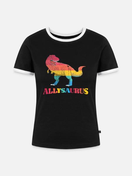 Allysaurus - Dinosaurierliebhaber - Frauen Kontrast-T-Shirt - Schwarz/Weiß