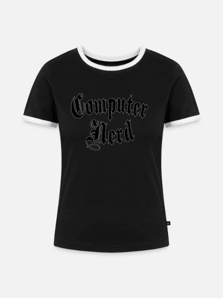 Computer Nerd - Frauen Kontrast-T-Shirt - Schwarz/Weiß