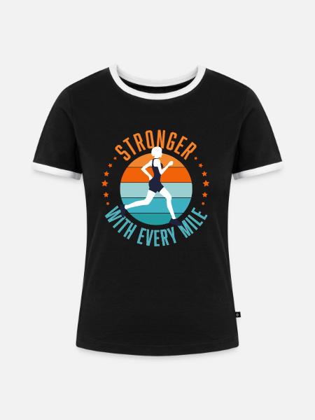 Läuferin - Frauen Kontrast-T-Shirt - Schwarz/Weiß