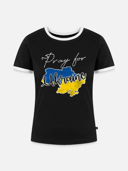 Ukraine Krieg - Frauen Kontrast-T-Shirt - Schwarz/Weiß
