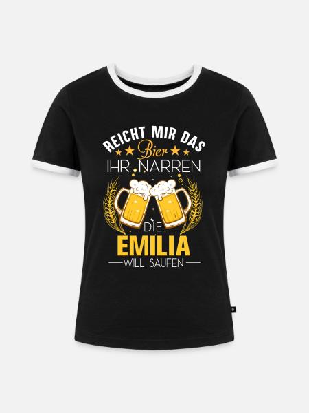 Emilia Bier Spruch - Frauen Kontrast-T-Shirt - Schwarz/Weiß