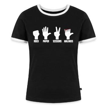 Haustier Hundebesitzer Schäferhund Steinpapier Belgischer Malinois - Frauen Kontrast-T-Shirt - Schwarz/Weiß - Vorne - Selfina (174cm)