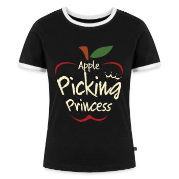 Apfelpflücken Prinzessin Apfel Saison - Frauen Kontrast-T-Shirt - Schwarz/Weiß - Vorne - Selfina (174cm)