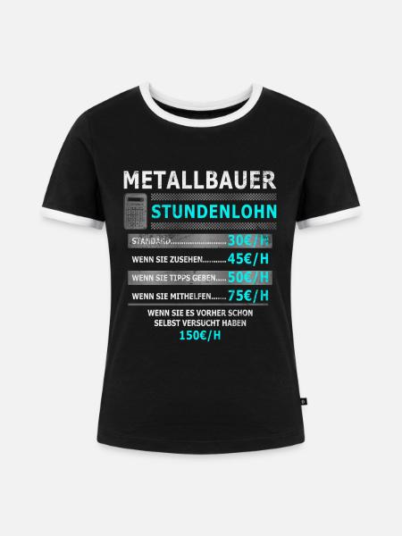 METALLBAUER - Frauen Kontrast-T-Shirt - Schwarz/Weiß