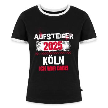 Köln Aufstieg 2025 - Ich war dabei - Frauen Kontrast-T-Shirt - Schwarz/Weiß - Vorne - Selfina (174cm)