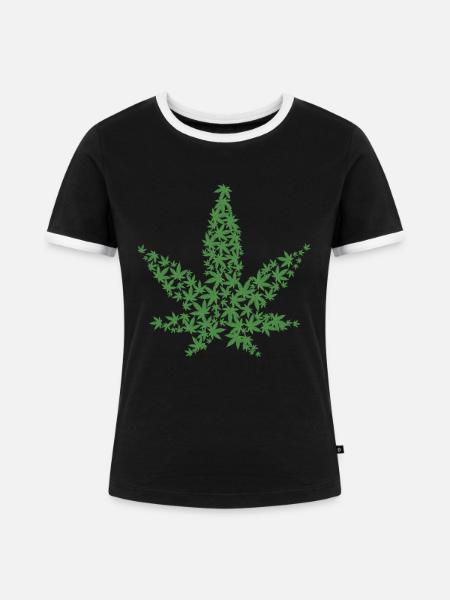 Weed Gras - Frauen Kontrast-T-Shirt - Schwarz/Weiß