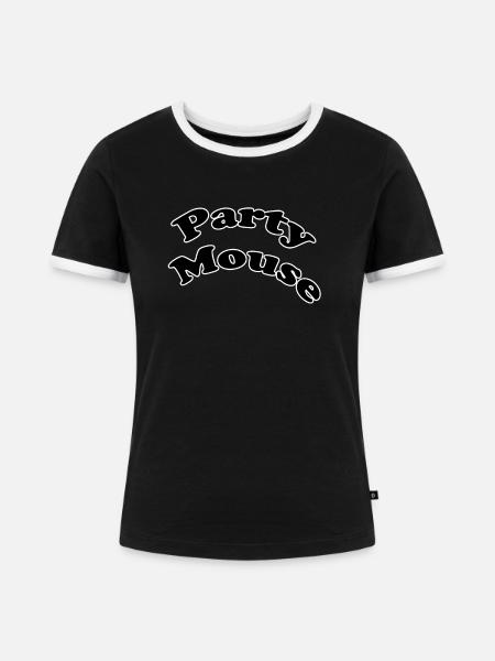 Party mouse - Frauen Kontrast-T-Shirt - Schwarz/Weiß