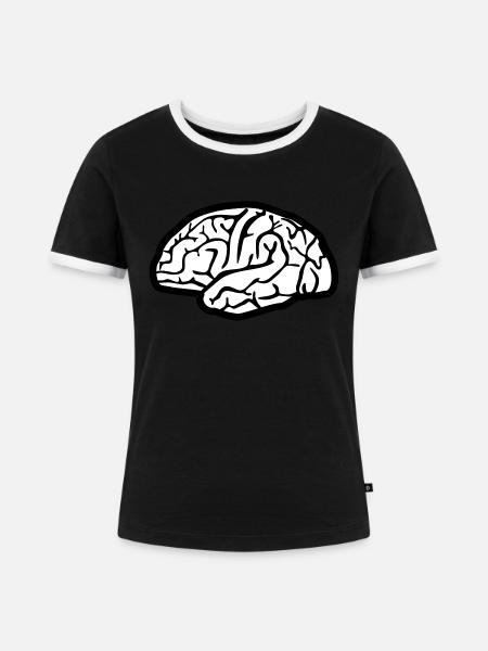 Gehirn, Brain - Frauen Kontrast-T-Shirt - Schwarz/Weiß