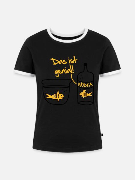 Goldfisch Wodka Design - Frauen Kontrast-T-Shirt - Schwarz/Weiß