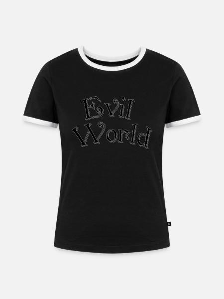 Evil world - Frauen Kontrast-T-Shirt - Schwarz/Weiß