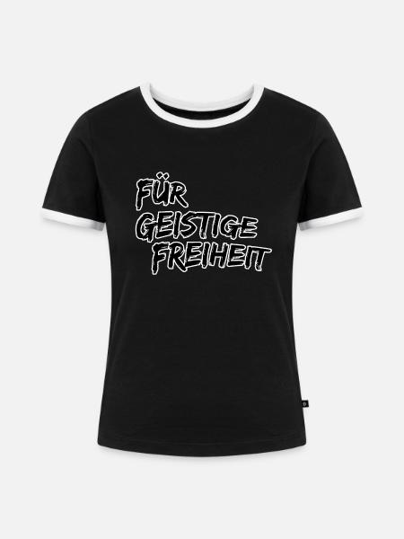 Für geistige Freiheit - Frauen Kontrast-T-Shirt - Schwarz/Weiß
