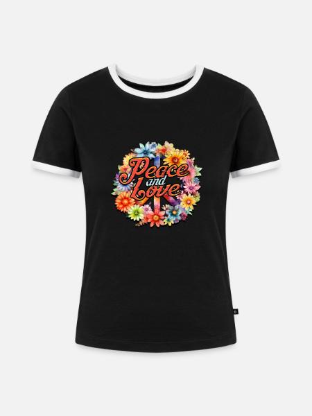 Frieden und Liebe - Harmonie - Frauen Kontrast-T-Shirt - Schwarz/Weiß