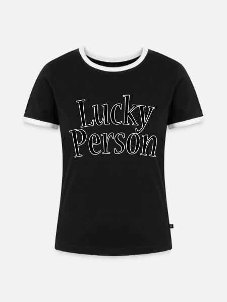 Lucky person - Frauen Kontrast-T-Shirt - Schwarz/Weiß