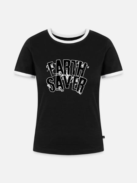 Earth saver - Frauen Kontrast-T-Shirt - Schwarz/Weiß