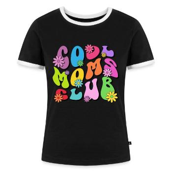 Cool Moms Club - Frauen Kontrast-T-Shirt - Schwarz/Weiß - Vorne - Selfina (174cm)