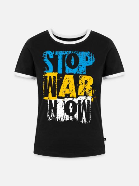 Stop War Now - Frauen Kontrast-T-Shirt - Schwarz/Weiß