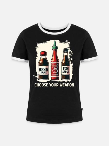 Lustige Pho-Saucen - Frauen Kontrast-T-Shirt - Schwarz/Weiß