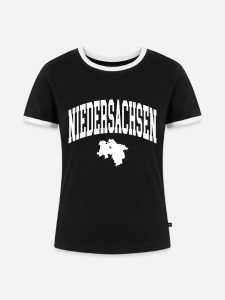 Niedersachsen - Frauen Kontrast-T-Shirt - Schwarz/Weiß