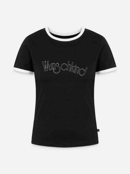Wunschkind - Frauen Kontrast-T-Shirt - Schwarz/Weiß