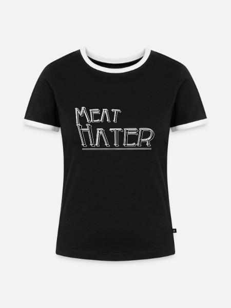 Meat hater - Frauen Kontrast-T-Shirt - Schwarz/Weiß