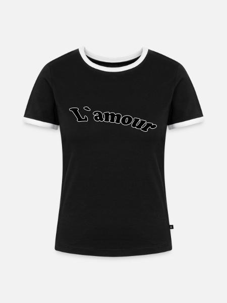 L amour - Frauen Kontrast-T-Shirt - Schwarz/Weiß
