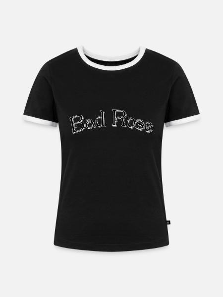 Bad Rose - Frauen Kontrast-T-Shirt - Schwarz/Weiß