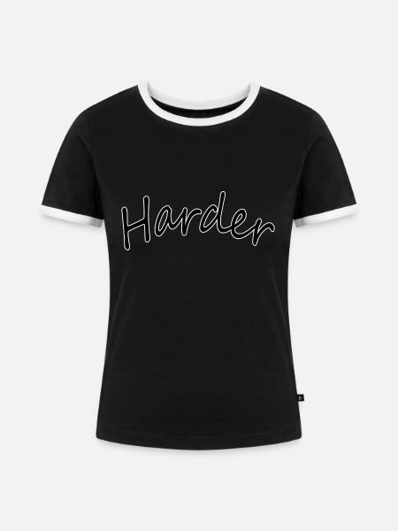 Harder - Frauen Kontrast-T-Shirt - Schwarz/Weiß
