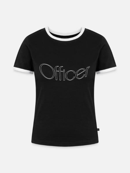 Officer - Frauen Kontrast-T-Shirt - Schwarz/Weiß