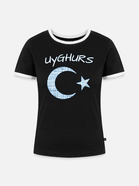 Uyghurs Uiguren Xinjiang - Frauen Kontrast-T-Shirt - Schwarz/Weiß