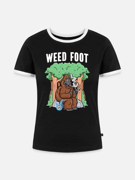 Marihuana Bigfoot Weed - Frauen Kontrast-T-Shirt - Schwarz/Weiß