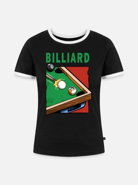 Billard Billard Tisch Billardspieler - Frauen Kontrast-T-Shirt - Schwarz/Weiß