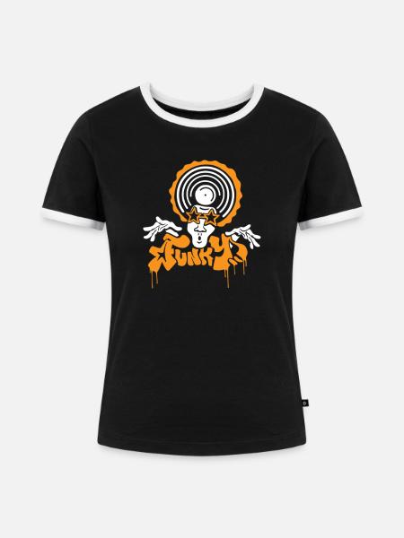 DJ Oldschool Funky - Frauen Kontrast-T-Shirt - Schwarz/Weiß