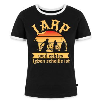 Geschenk LARP Schauspiel Rollenspiel Geburtstag - Frauen Kontrast-T-Shirt - Schwarz/Weiß - Vorne - Selfina (174cm)