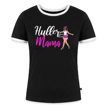 HulaHoop Mama Tanz hullern Reifenliebe - Frauen Kontrast-T-Shirt - Schwarz/Weiß - Vorne - Selfina (174cm)
