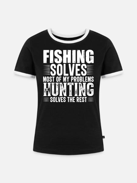 Fischen Jagd - Frauen Kontrast-T-Shirt - Schwarz/Weiß