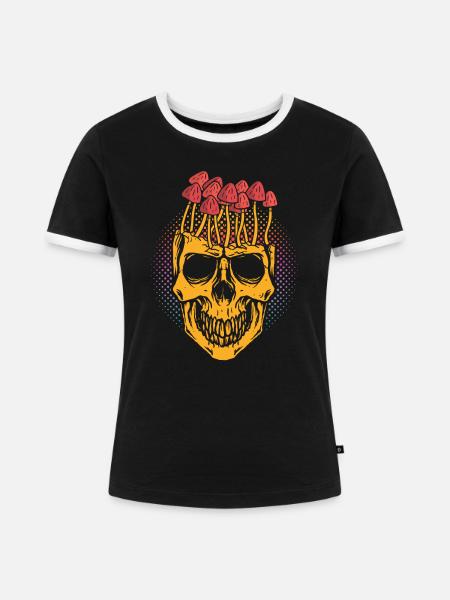 Magic mushrooms - Frauen Kontrast-T-Shirt - Schwarz/Weiß