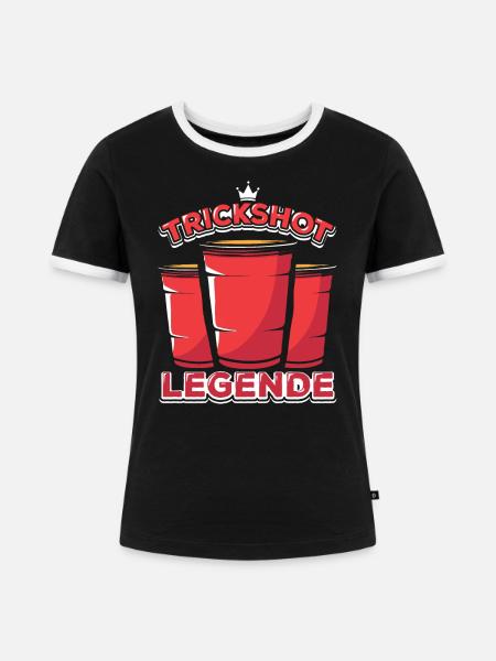 Bierpong Legende Trickshot Beerpong - Frauen Kontrast-T-Shirt - Schwarz/Weiß