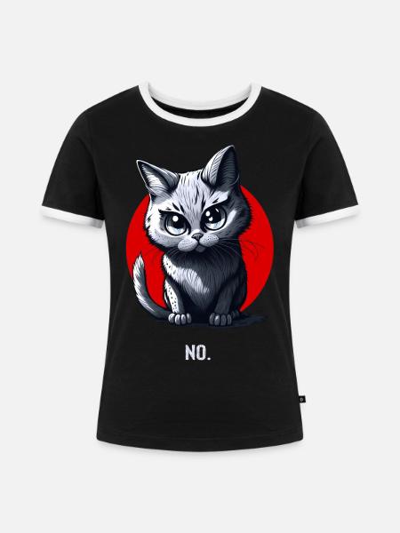 Dein Nein Statement im Katzendesign - Frauen Kontrast-T-Shirt - Schwarz/Weiß