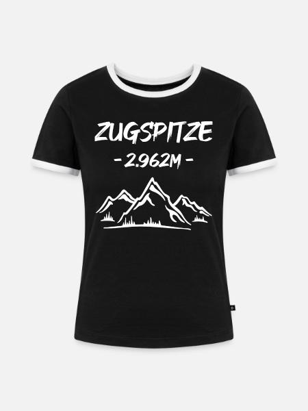 Zugspitze - 2.962m - - Frauen Kontrast-T-Shirt - Schwarz/Weiß