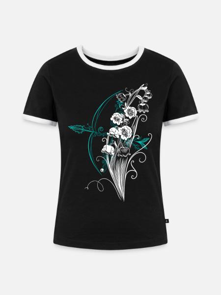 Maiglöckchen Pfeil Bogen - Frauen Kontrast-T-Shirt - Schwarz/Weiß