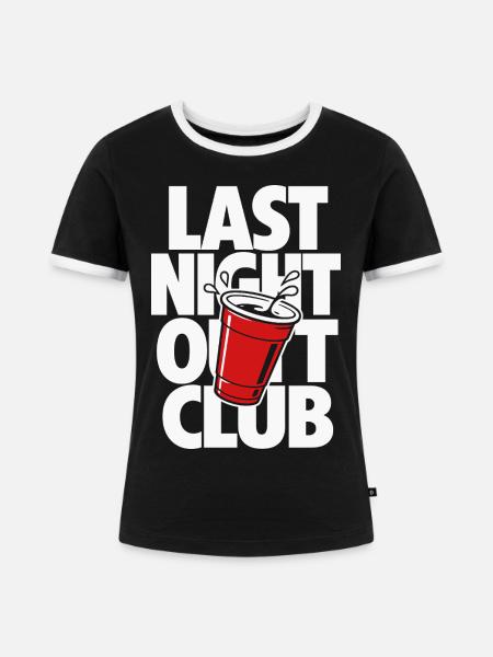 Last Night Out Party Cup Design - Frauen Kontrast-T-Shirt - Schwarz/Weiß