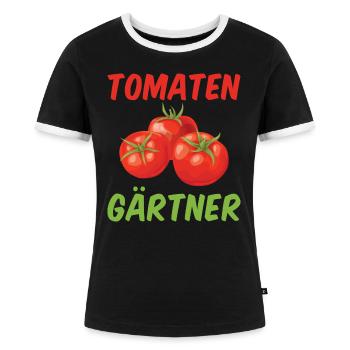 Tomaten Gärtner Gemüsegärtner Gärtner Tomate - Frauen Kontrast-T-Shirt - Schwarz/Weiß - Vorne - Selfina (174cm)