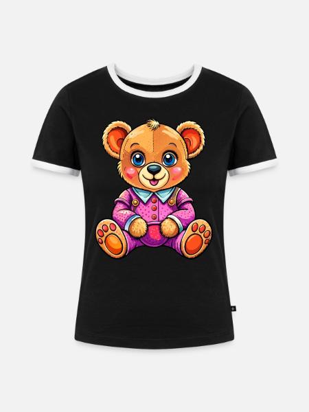 Süßer Teddy - Frauen Kontrast-T-Shirt - Schwarz/Weiß
