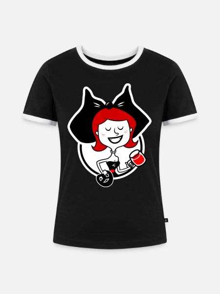 Alsatian - Frauen Kontrast-T-Shirt - Schwarz/Weiß