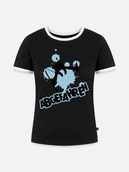 Skifahrer: abgefahren - Frauen Kontrast-T-Shirt - Schwarz/Weiß