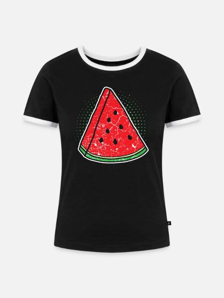 Wassermelone - Frauen Kontrast-T-Shirt - Schwarz/Weiß