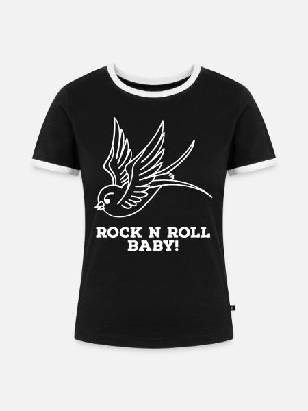...inked Rockabilly, Rockabella, Psychobilly. - Frauen Kontrast-T-Shirt - Schwarz/Weiß