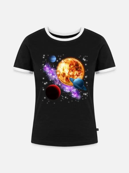 Universum - Frauen Kontrast-T-Shirt - Schwarz/Weiß