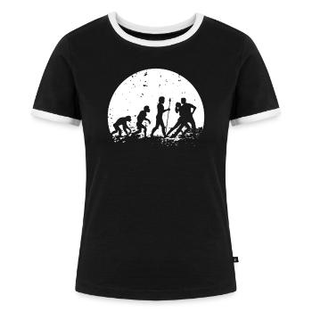 Tanzlehrer Evolution Mond Tanzschule Tänzerin Tanz - Frauen Kontrast-T-Shirt - Schwarz/Weiß - Vorne - Selfina (174cm)