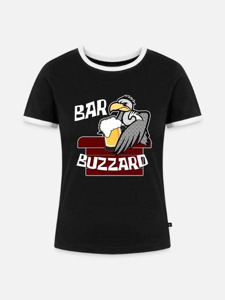 Bar Bussard Comedy Trinken - Frauen Kontrast-T-Shirt - Schwarz/Weiß